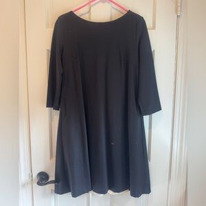 Sara Campbell Classic Black Mini Dress with White Pleated Back